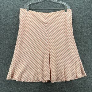 Ann Taylor Loft Y2K Skirt Size 16 Linen Blend Striped Casual Coastal Vintage 90s